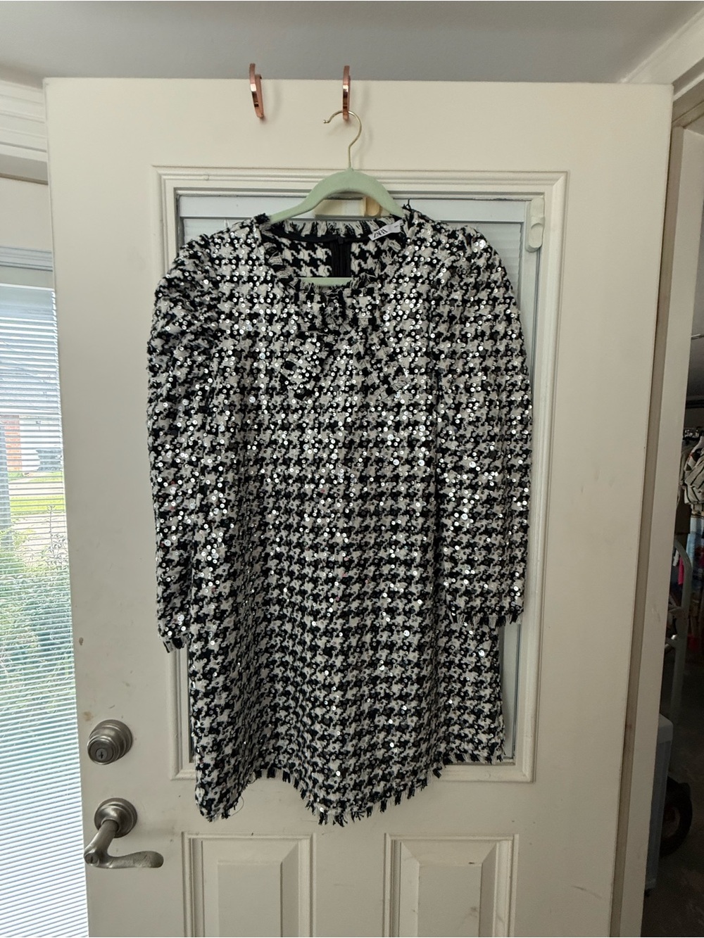 Black & White Sequin Houndstooth Dress